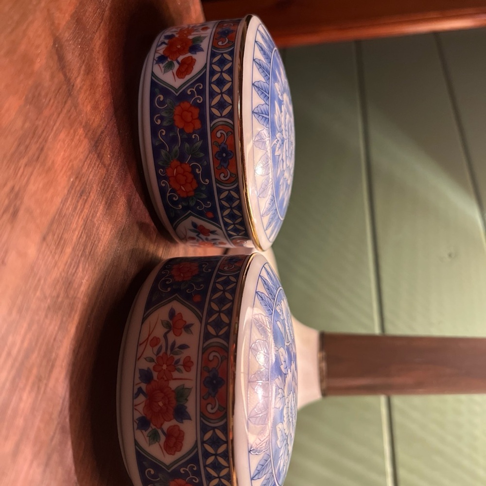 Vintage Tiffany and Co Floral Ceramic Trinket Boxes